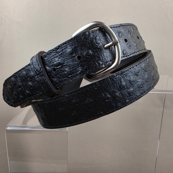 Handmade Other - Brud LeBoeuf Handcrafted Black Full Quill Ostrich Leather Belt Size 42 Western